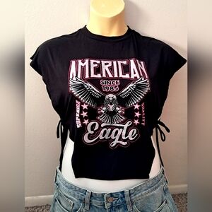 Black Crop Top /side Tie